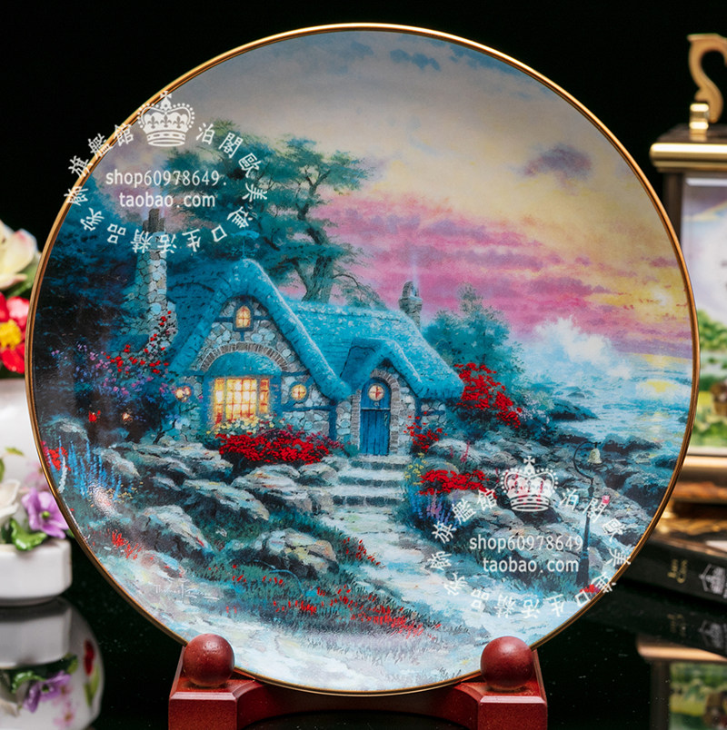 英国bradex Thomas kinkade 甜心庄园欧式艺术田园客厅装饰陶瓷盘
