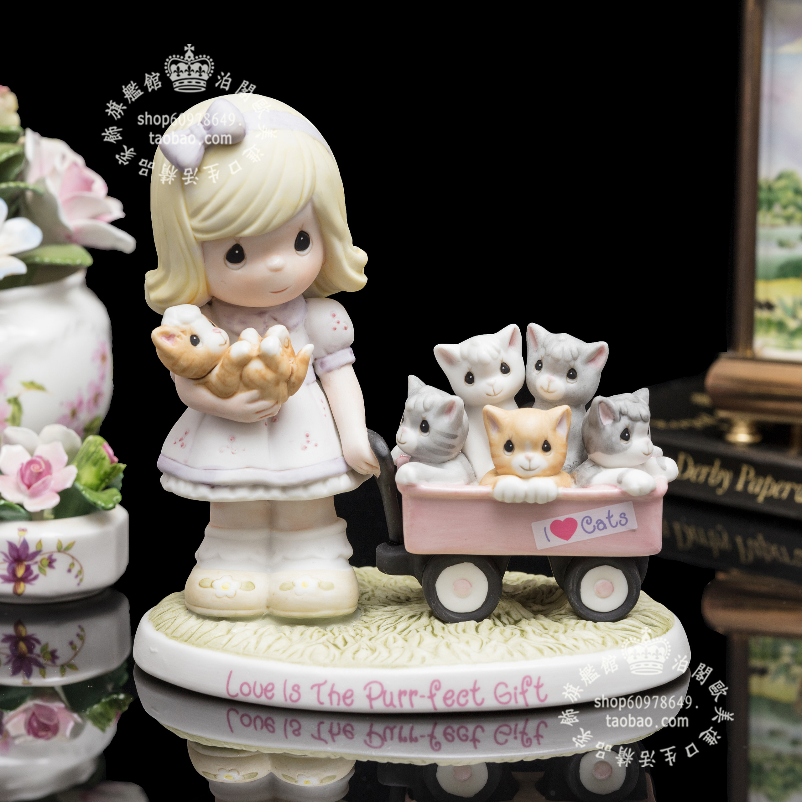 美国 Precious Moments 2014 水滴娃娃陶瓷装饰摆件 猫咪宝贝可爱