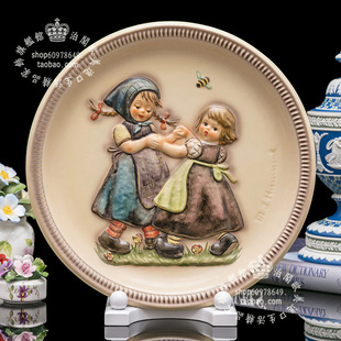 现货 德国M. I. Hummel喜姆娃娃1980 手绘歐式陶瓷大盘少女春之舞