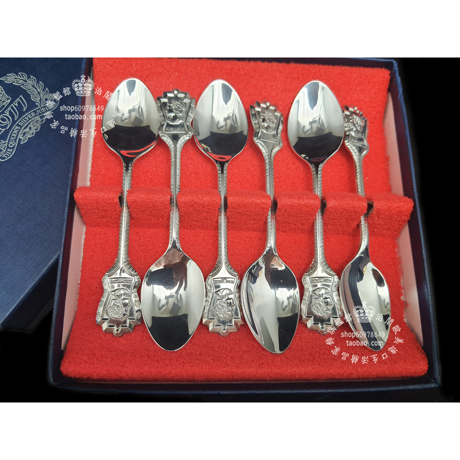 英国古件 1977 女王皇家纪念欧式銀勺 咖啡勺6件套