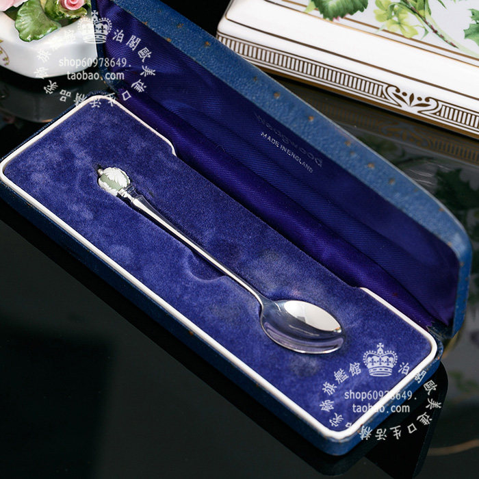 英国制Wedgwood纯银陶瓷咖啡勺