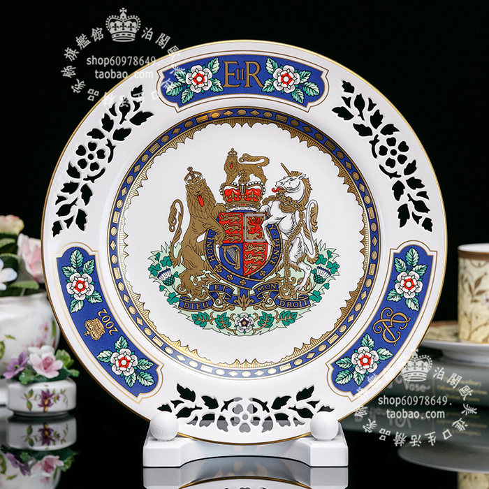 限量250 英国spode 斯波德 2002 女王骨瓷镂空手工雕花墙面装饰盘