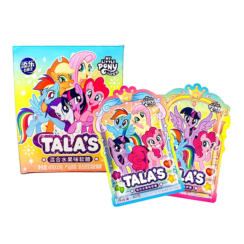 添乐卡通王60g小马宝莉混合水果汁软糖网红qq弹混合糖儿童糖果
