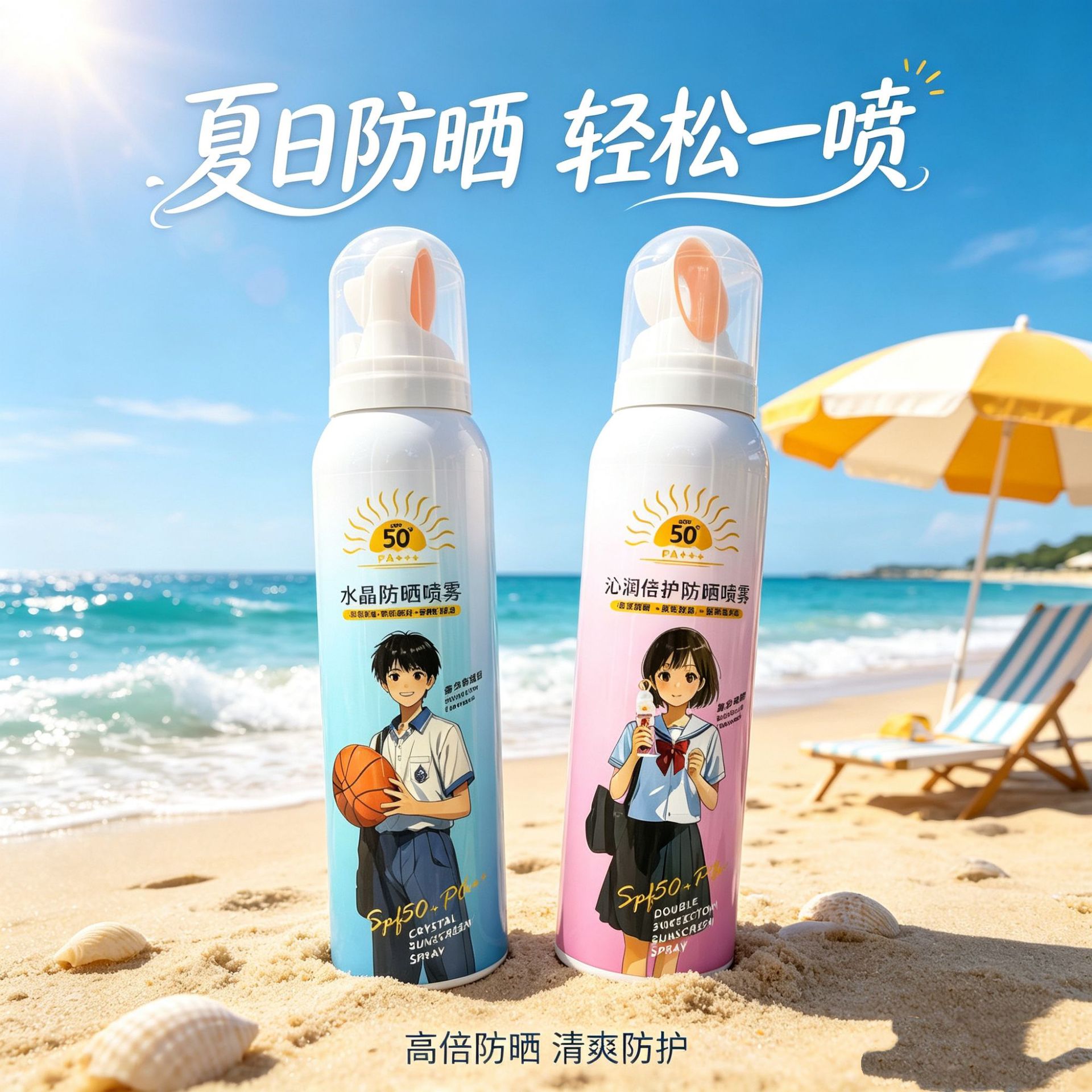 沁润倍护防晒喷雾补水保湿隔离紫外线透亮清爽全身用水晶防晒喷雾