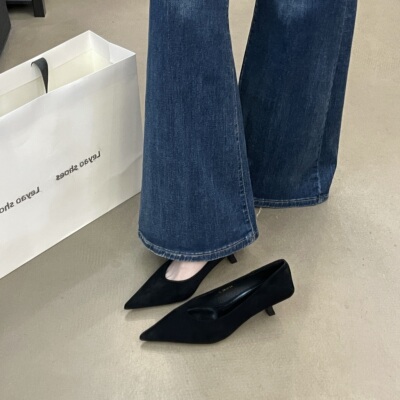 轻奢尖头细跟浅口单鞋不累脚女鞋