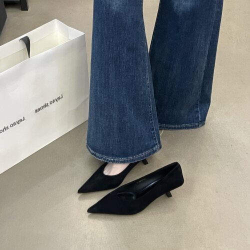 轻奢尖头细跟浅口单鞋不累脚女鞋
