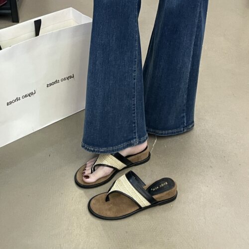 韩版夏季女厚底增高坡跟人字拖