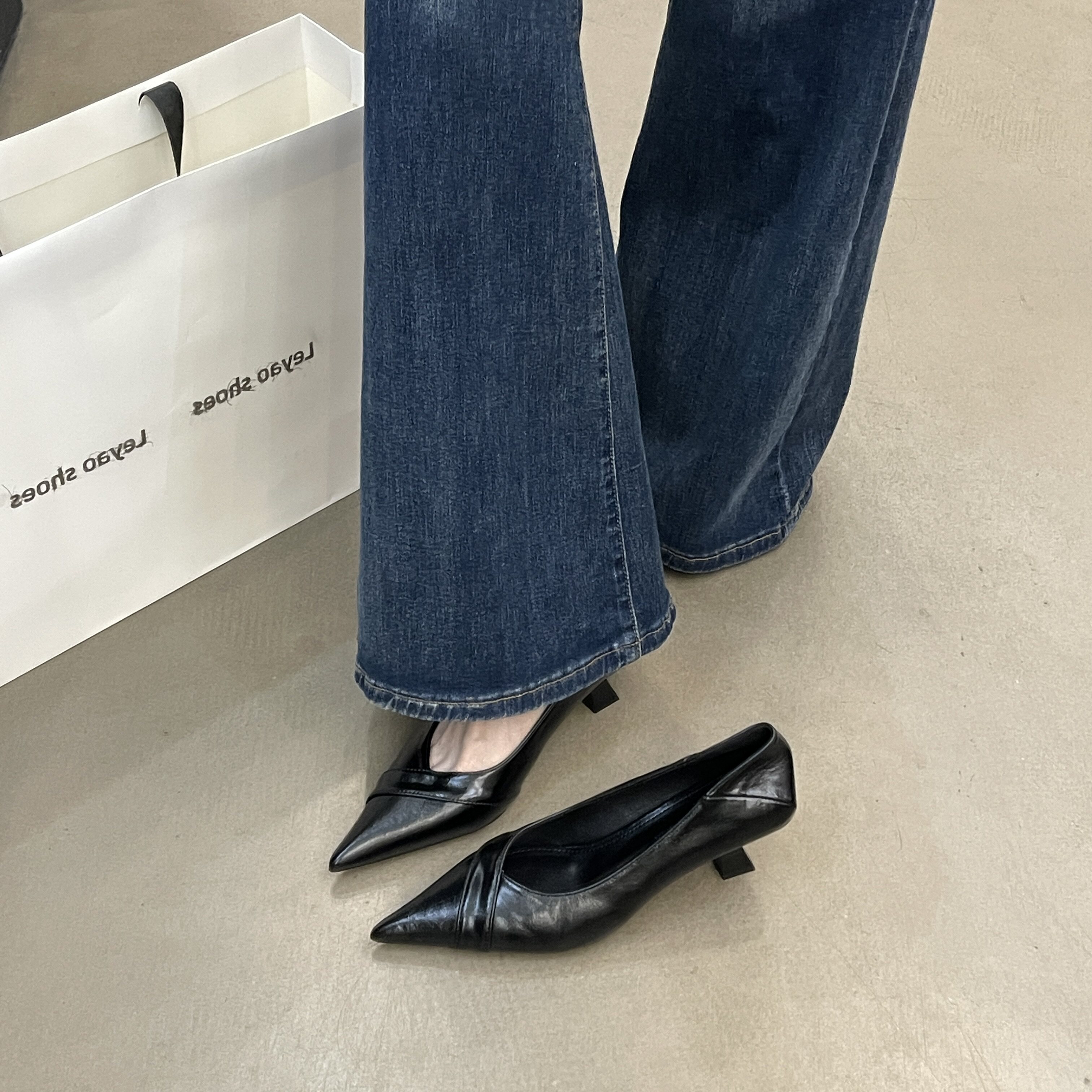 法式黑色漆皮尖头浅口单鞋女细跟百搭通勤职业玛丽珍春季鞋女鞋