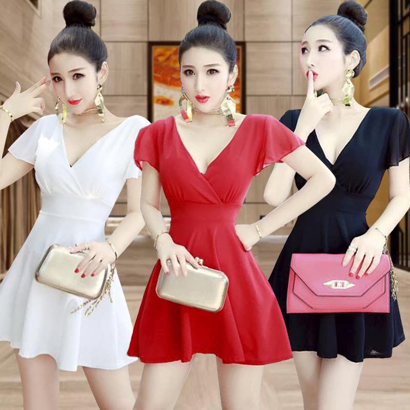 夜总会性感连衣裙低胸露背酒吧裙显瘦遮肚夜店女装气质夜场工作服