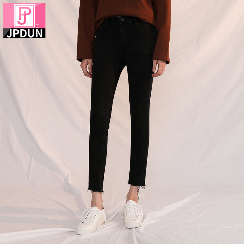 吉普盾秋季牛仔裤高腰九分裤2021新款弹力显瘦紧身铅笔小脚长裤子