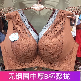 6017专柜正品 无钢圈中厚B杯云柔棉性感聚拢柔软内衣 文胸背心款