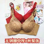 秀脉内衣亲肤棉玫瑰精油中薄B杯女内衣舒适聚拢无钢圈 柔软文胸