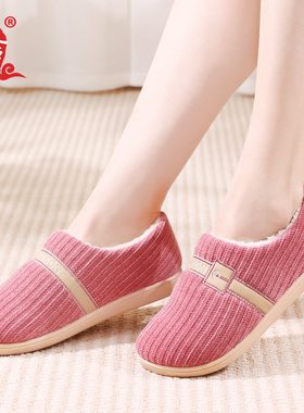 老北京老人女冬季加绒加厚保暖防滑家居鞋棉鞋妈妈鞋外穿室内拖鞋