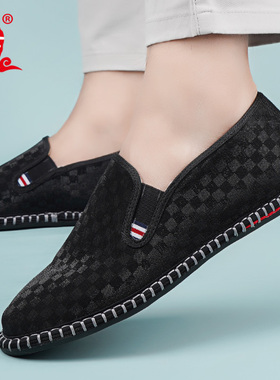 布舍元春季老北京布鞋男休闲舒适软底透气中式千层底轻便一脚蹬