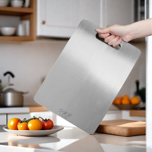 厨房304不锈钢砧板擀面切水果切菜板长方形拉丝板抗菌防霉可定制