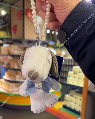 现货日本代购大阪usj环球影城 snoopy史努比蓝色蝴蝶结珍珠串挂件