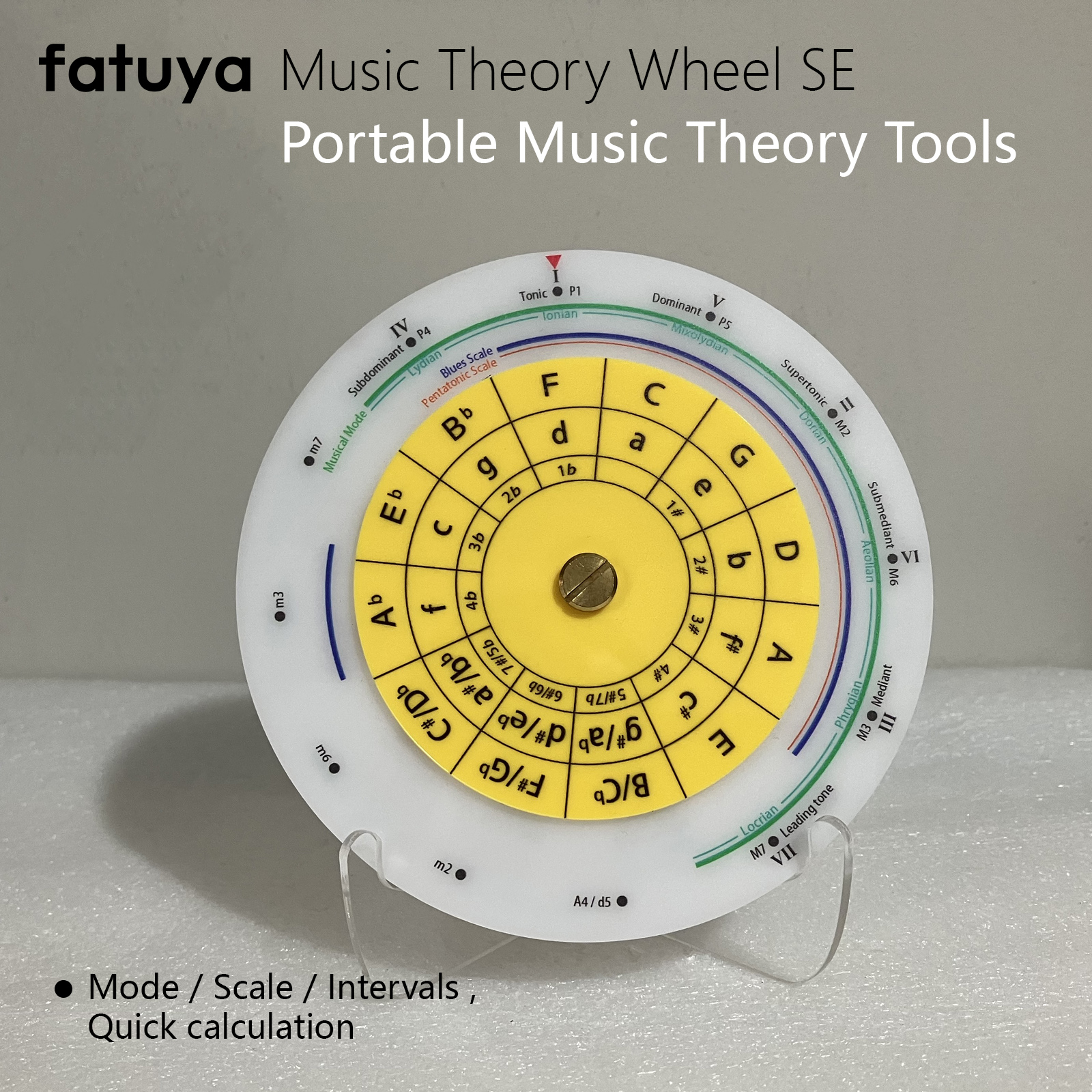 吉他五度圈英文版乐理盘工具，吉他乐理学习工具调式和弦轮盘