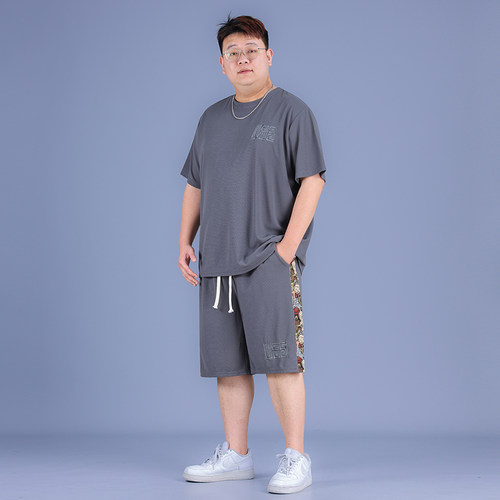 短袖潮流胖子新中式休闲套装