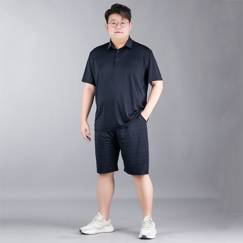 大码冰丝短袖t恤套装夏季胖子