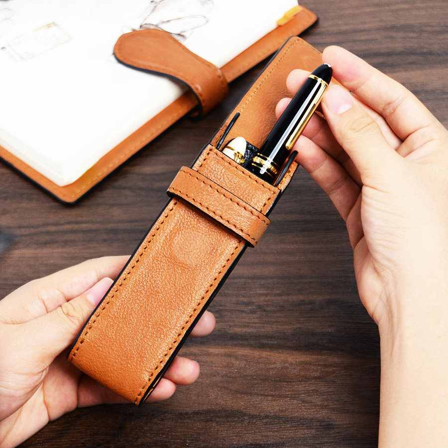 牧石手工笔袋高级感小众高档钢笔保护套软定制真皮钢笔专用笔套男