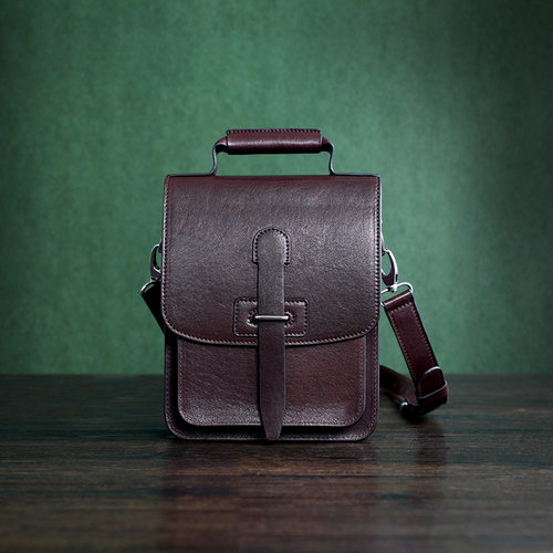 牧石皮艺原创手工男挎包进口牛皮