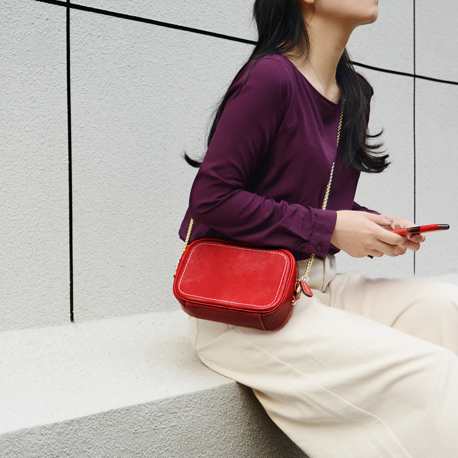 牧石MOOSHI手工定制新款相机包真皮斜跨小包女百搭春秋单肩链条包,箱包皮具/热销女包/男包,通用款女包,淘宝优惠券,粉丝福利购,淘宝优惠卷