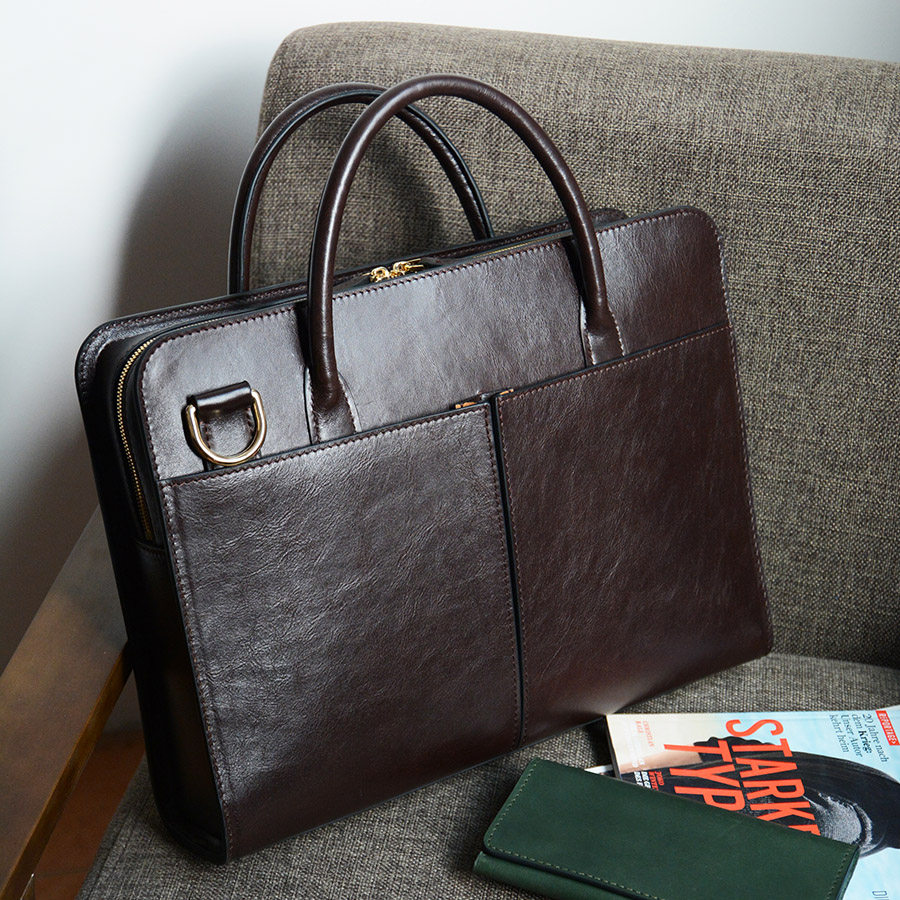 牧石MOOSHI电脑包手工定制质感公文包男士提包商务皮包真皮手提包