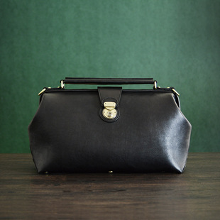 牧石MOOSHI手工定制皮包进口牛皮2026款 大容量复古口金短途旅行包