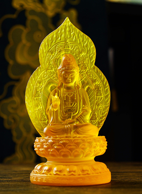 水琉璃观音菩萨家用佛堂供奉摆件