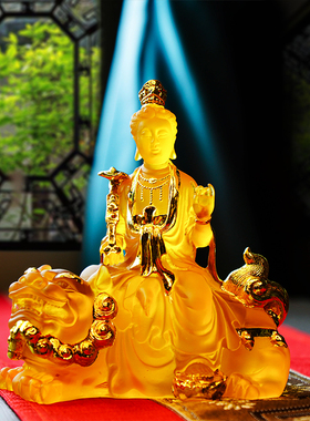 水琉璃佛堂居家供奉文殊菩萨佛像