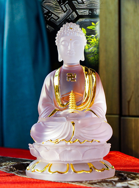 水琉璃居家佛堂供奉三宝佛像摆件