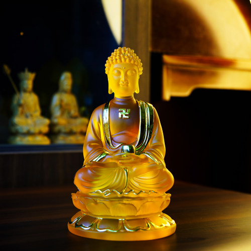 原创树脂水琉璃贴金释迦摩尼佛摆件三宝佛堂供奉释迦佛像厂家结缘 - 封面