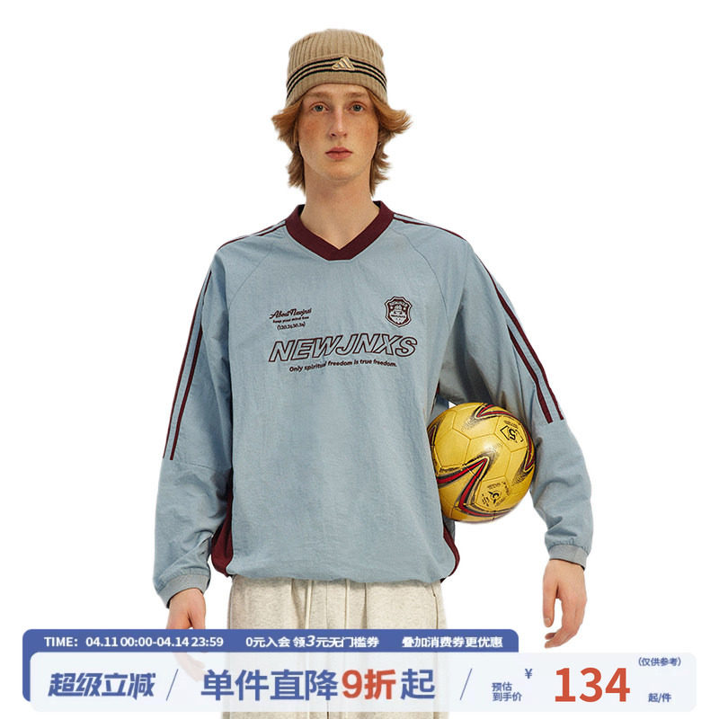 江南先生NewJNXS美式复古V领不规则插肩袖卫衣男女潮运动球衣外套