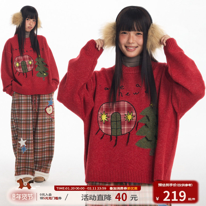 江南先生NewJNXS新年百花绒贴布苹果彩点圣诞树毛衣冬保暖针织衫,男装,针织衫/毛衣,淘宝优惠券,粉丝福利购,淘宝优惠卷