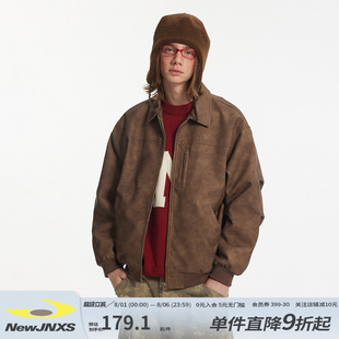 复古五角星铆钉皮衣夹克羽绒服春男女潮外套 江南先生NewJNXS美式