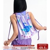 江南先生NewJNXS美式 复古弹力水晶锻运动条纹抽绳包时尚 百搭配饰