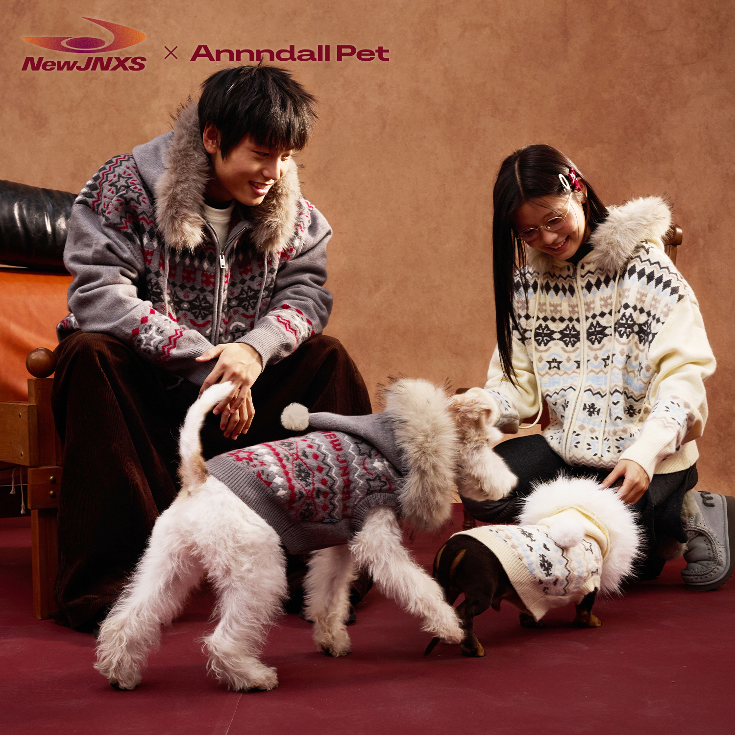 【江南先生&andall联名】费尔岛狗狗毛衣背心亲子装西高地猎狐梗