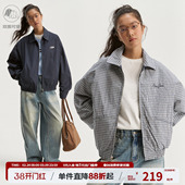 江南先生NewJNXS复古格纹双面穿哈灵顿工装 宽松休闲外套 夹克时尚