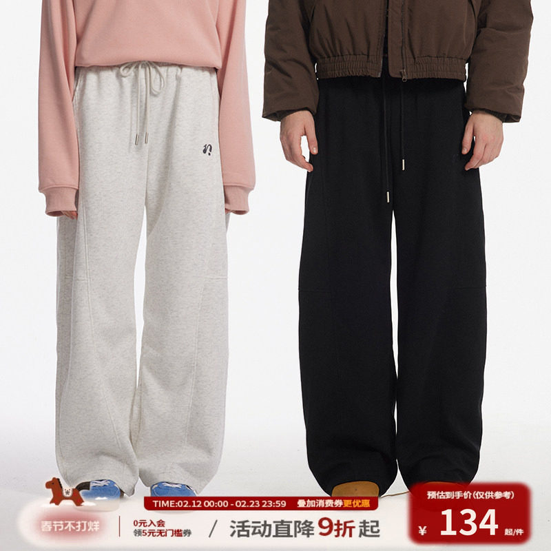 江南先生NewJNXS美式复古300g抽绳绣花卫裤春秋男女直筒休闲裤潮