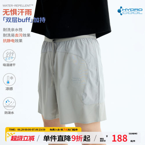 江南先生NewJNXS弹力网眼拼接透气运动四分裤户外训练跑步短裤男