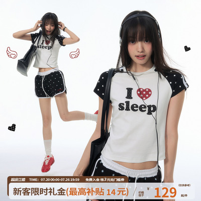 江南先生NewJNXS'星闪'10A抗菌凉感印花T恤夏修身撞色星星短袖女