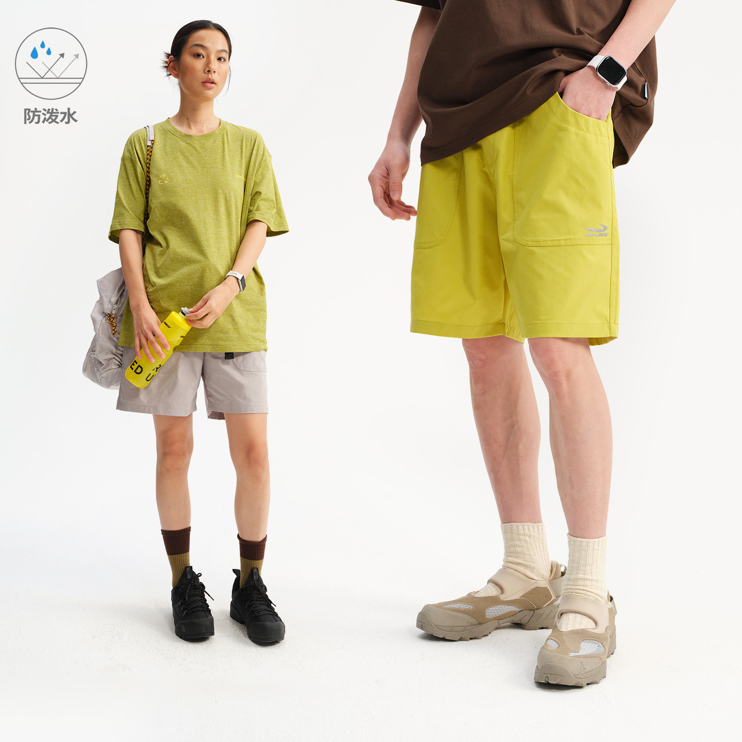 江南先生NewJNXS防泼水户外运动休闲裤夏可调节腰带宽松短裤男女图片