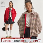 江南先生NewJNXS复古格纹双面穿哈灵顿工装 宽松休闲外套 夹克时尚