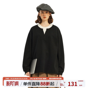 T恤男女打底衫 江南先生NewJNXS重磅300g假两件长袖 何运晨同款