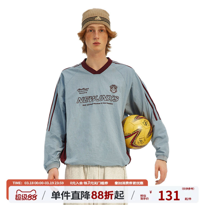 江南先生NewJNXS美式复古V领不规则插肩袖卫衣男女潮运动球衣外套