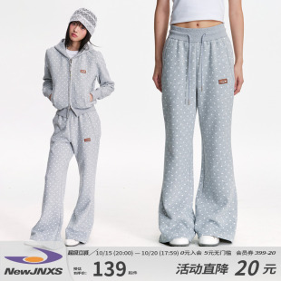 子秋季 休闲百搭裤 波点显高显瘦喇叭卫裤 江南先生NewJNXS复古时尚
