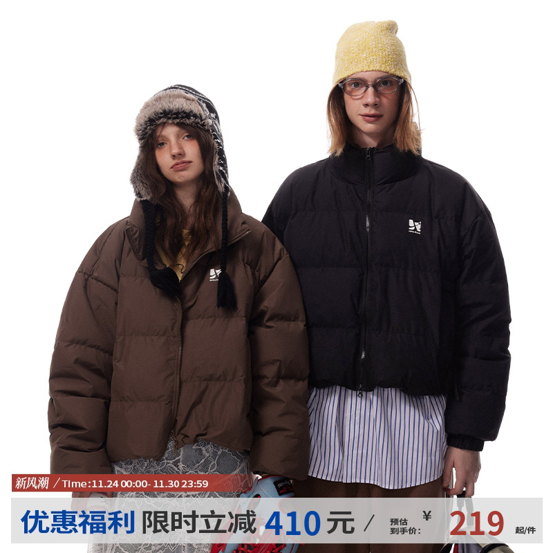 江南先生NewJNXS美式复古新国标90白鸭绒羽绒服冬情侣加厚面包服