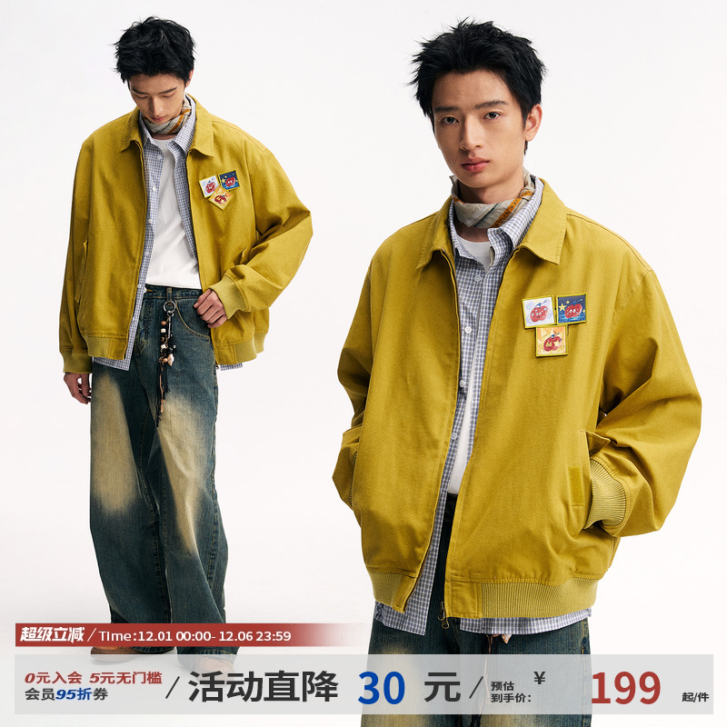 江南先生NewJNXS厚实bomber魔术贴飞行夹克秋休闲宽松工装外套男