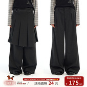 江南先生NewJNXS学院风logo刺绣条纹肌理可拆卸百褶裙裤 两件套春