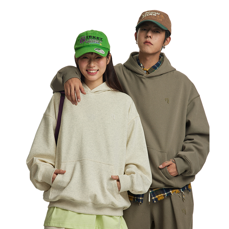 江南先生重磅刺绣加绒连帽卫衣